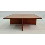 20th century Axel Thygesen for Interna, Danish coffee table of square form with brass roundels, 4