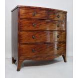 19th century mahogany bowfront chest of two short over three long drawers, 108.5m x 109cm