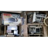 Vintage cameras including two 8mm movie cameras, a camera tripod, a Pentax zoom 105 in original box,