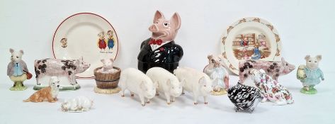 Various ceramic pigs to include Beswick, Nymphenburg, Beatrix Potter 'Little Pig Robinson Spying', a