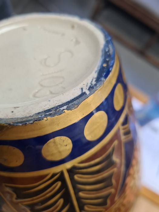 Large Wedgwood baluster-shaped vase in brown, blue, black and gilt highlights, embossed to base - Image 7 of 17