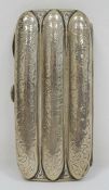 Late Victorian silver cigar case, with engraved decoration, Birmingham 1900, maker's mark worn, 4.