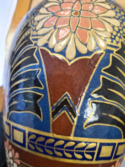 Large Wedgwood baluster-shaped vase in brown, blue, black and gilt highlights, embossed to base - Image 4 of 17