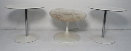 Two 20th century centre tables and a circular stool (3)