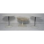 Two 20th century centre tables and a circular stool (3)