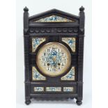 19th century aesthetic-movement clock, possibly by A Lewis F Day, the dial and fore-panels