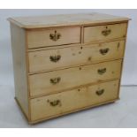 19th century pine chest of two short over three long drawers, 102 w x 89cmh, total depth