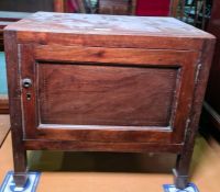 19th century mahogany single door low cupboard, rectangular top, moulded edge above single