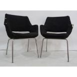 Five 1960's office tub armchairs, each on tubular metal supports (5)