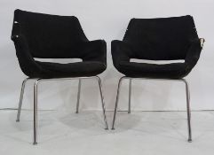 Five 1960's office tub armchairs, each on tubular metal supports (5)