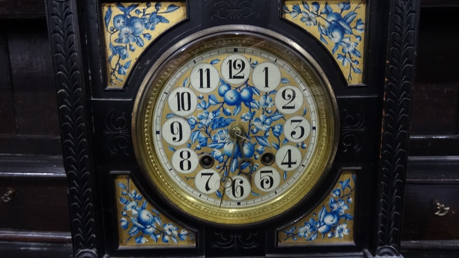 19th century aesthetic-movement clock, possibly by A Lewis F Day, the dial and fore-panels - Image 2 of 8