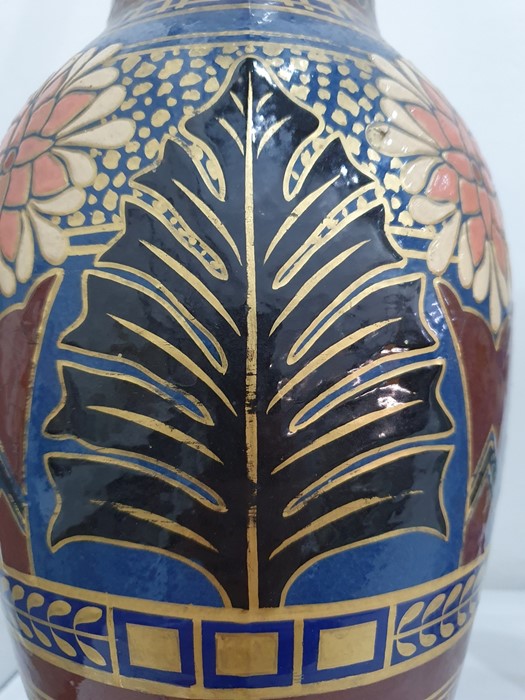 Large Wedgwood baluster-shaped vase in brown, blue, black and gilt highlights, embossed to base - Image 12 of 17