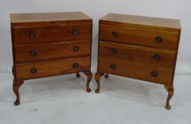 Pair of 20th century chests of three drawers on cabriole legs (2)