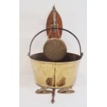 Brass bucket, a wall-hanging gong with elephant mount and other items
