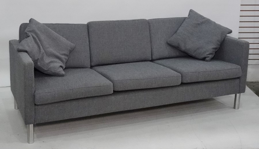 Soderbergs three seater sofa in grey upholsteryCondition ReportHeight to arm 67cm Length 211cm Depth