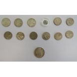 Selection of coins to included a silver USA half dollar, various Australian 20 cent coins, two