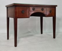 19th century mahogany and boxwood strung sideboard with three assorted drawers, square section
