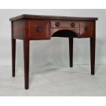 19th century mahogany and boxwood strung sideboard with three assorted drawers, square section