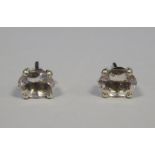 Pair of silver and morganite oval stud earrings