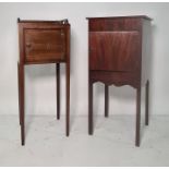 19th century mahogany ebony and boxwood strung washstand with a single door and single drawer,