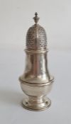 20th century silver sugar sifter, London, AG&S Ltd, baluster-shaped on circular base, plain form,