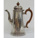 Edward VIII silver coffee pot with brown resin handle (finial loose), Sheffield 1936, maker's H&A,