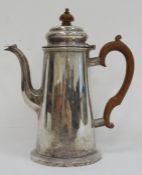 Edward VIII silver coffee pot with brown resin handle (finial loose), Sheffield 1936, maker's H&A,