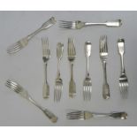 Set of six Victorian silver forks, rattail pattern, Sheffield 1896 and 1899, makers HW Ltd and