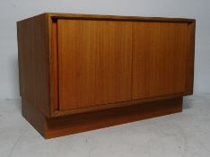 Low teak G-Plan storage unit with sliding doors, plinth base, 76 x 48cm