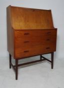 20th century teak bureau of three drawers, 76.5 x 108cmCondition ReportSee attached photos