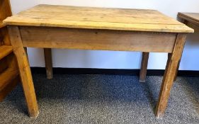 Pine planked top rectangular table, 113 x 74cm approxCondition ReportThe height from the floor to