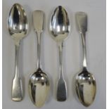 Victorian silver spoon, fiddle pattern, Exeter 1843, makers John Osment, 1.6oz and three George