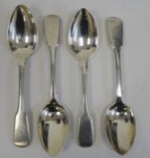 Victorian silver spoon, fiddle pattern, Exeter 1843, makers John Osment, 1.6oz and three George