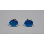 Pair of silver and neon apatite stud earrings
