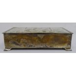 1930's silver-mounted rectangular box with clover and scroll relief decoration to lid edge, with