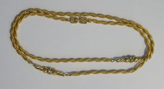 Givenchy gold-coloured metal and paste set necklace with double-G clasp, double-ropetwist pattern,