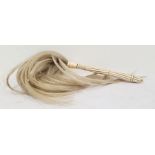 19th century carved ivory fly whisk with horse hair