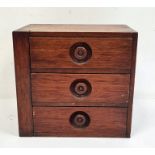 Mahogany three-drawer table-top chest, 24cm x 23cm