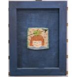 Kirsten Glasbrook Woolwork tapestry miniature "The Archer's Son", bearing label verso and three