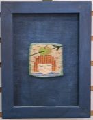 Kirsten Glasbrook Woolwork tapestry miniature "The Archer's Son", bearing label verso and three