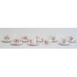 Set of eight Royal Crown Derby 'Derby Posies' pattern teacups and saucers and a Royal Crown Derby
