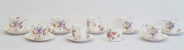 Set of eight Royal Crown Derby 'Derby Posies' pattern teacups and saucers and a Royal Crown Derby