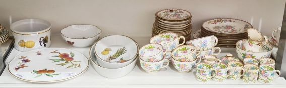 Royal Worcester 'Evesham' pattern bowl, serving dishes and ceramic circular cheese board and