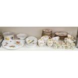 Royal Worcester 'Evesham' pattern bowl, serving dishes and ceramic circular cheese board and