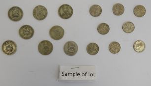 Collection of 1930's-1960's sixpenny coins and a collection of silver one shilling coins