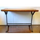 Mahogany side table on iron base, Arts and Crafts, by Bill Pankhurst of Oakridge 65.5 x 46cm