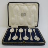 Set of six 1920's silver teaspoons, Sheffield 1928, makers HA, in fitted case, 3.1 0z