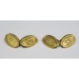 Pair of 9ct gold chain pattern cufflinks each with oval engraved end, 8.1g approx