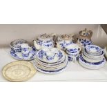 Heal & Sons patterned part dinner and tea service, white ground with blue floral spray decoration, a