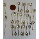 Quantity of assorted silver and plated teaspoons to include an Oriental(?) silver teaspoon with